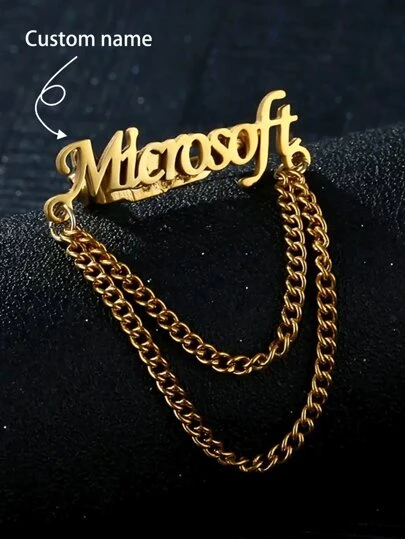 Customized Name Brooch - Exquisite Stainless Steel Letter Badge With Chain, Perfect Gift For Men And Women, Gift Box Included