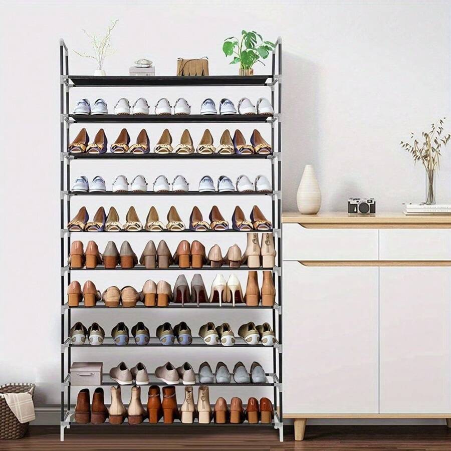 10 Tiers Shoe Footwear Rack Organiser Wooden Storage Shelves Stand Shelf Unit - Variant1 - View 1