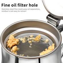 1pc Stainless Steel Oil Pot With Filter, Household Oil Bottle, Sauce Pot With Separation Filter, Suitable For Liquid Seasoning Storage, Kitchen Oil Dispenser With Lid And Press-Open Design - Silver - View 5