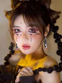 Xiacheng 1 对万圣节血腥刀耳环，男女皆宜，亚克力吊坠尖叫哥特式低过敏性珠宝礼物，女士趣味朋克独特角色扮演派对服装装饰配饰 - 經典色 - 查看 6