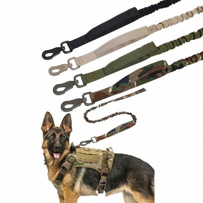 Tactical Dog Leash/Lead, Outdoor Retractable Heavy Duty Elastic Traction Rope For Large Dogs