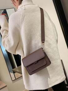 Yogodlns Vintage Pleated Mini Wide Strap Satchel Crossbody Bag For Women, Autumn/Winter, Retro Inspired Bag For Women - Coffee Brown - View 7