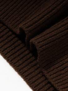 Chandail col rond pour hommes BAI YUE, brun café, design minimaliste oversize, sensation polyvalente et substantielle, pull-over - Marron - Voir 4