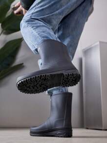 2024 New Fashion Men's Mid-Calf Rain Boots, Waterproof, Anti-Slip, Durable For Fishing, Kitchen Work, Rainy Days - Black - View 4