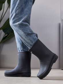 2024 New Fashion Men's Mid-Calf Rain Boots, Waterproof, Anti-Slip, Durable For Fishing, Kitchen Work, Rainy Days - Black - View 6