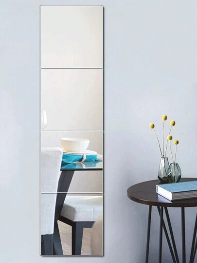 4 件/套 PMMA 镜面墙贴，经典方形房间装饰贴纸，家居装饰贴纸，墙贴，乙烯基贴花，春季装饰品，让您的家焕然一新，节日装饰贴纸礼物生日毕业墙面装饰墙镜，用于房间浴室装饰客厅装饰