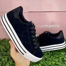 Women's Nubuck Sneakers Via Marte Original Women's Casual Platform Medium Sole Basic Black - màu đen - Xem 1
