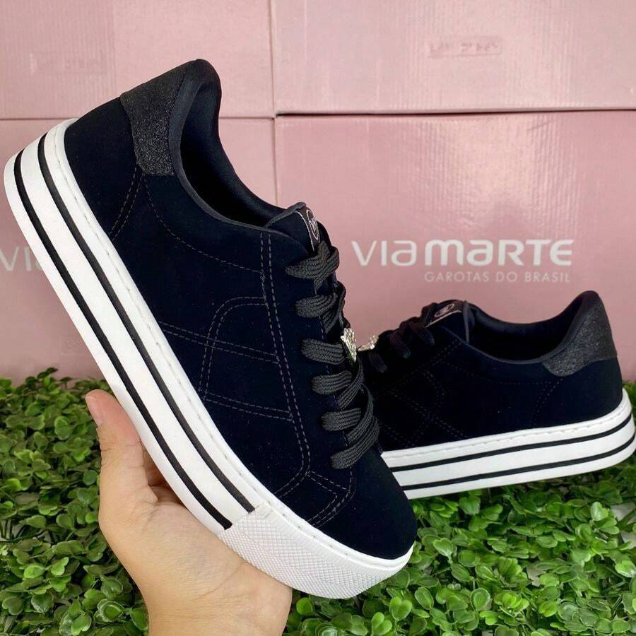 Women's Nubuck Sneakers Via Marte Original Women's Casual Platform Medium Sole Basic Black - màu đen - Xem 1