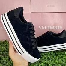 Women's Nubuck Sneakers Via Marte Original Women's Casual Platform Medium Sole Basic Black - màu đen - Xem 2