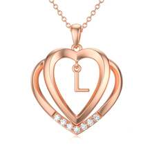 TOUPOP Dây chuyền chữ cái trái tim cho phụ nữ vàng hồng S925 bạc nguyên chất Moissanite mặt dây chuyền chữ L sinh nhật kỷ niệm đám cưới bảng chữ cái từ A đến Z quà tặng trang sức cho vợ bạn gái ngày lễ tình nhân của cô ấy - L - Xem 2