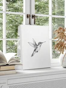 1 pieza Obra de arte de pared con dibujo de colibrí, arte de pájaro en blanco y negro con alas, decoración primaveral para el hogar, dibujo de colibrí sin marco - Multicolor - Ver 8