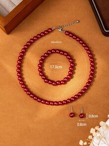 1 Bộ trang sức vòng tay, vòng cổ, hoa tai ngọc trai thanh lịch, thời trang và đa năng dành cho phụ nữ - bộ trang sức ngọc trai - Xem 6