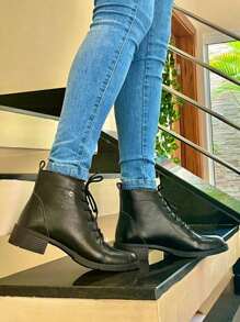 Women's Ankle Boot Lace-Up Lirom Comfortable Low Shaft - 黑色 - 查看 1