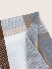 女士浅灰色厚围巾，仿羊绒格子图案，温暖流苏披肩，欧式风格冬秋 - 淺灰色 - 查看 4