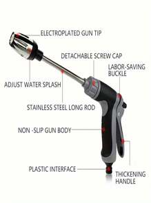 1 件装高压洗车喷枪多功能水喷枪花园软管喷枪带耐用 3 个连接器和泡沫罐方便软管喷嘴喷雾器用于洗车、草坪和花园、植物浇水、清洁配件带储物容器 - 黑色 - 查看 4