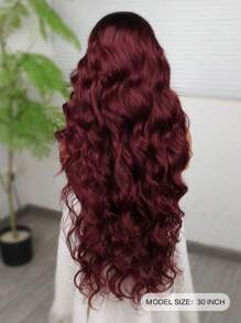 Tóc giả hóa trang Halloween, tóc giả ren phía trước chịu nhiệt tổng hợp, tóc dài 13*4, dài 30 inch, màu nâu, sử dụng hàng ngày, tóc giả nữ chất lượng cao, trông tự nhiên, chất lượng cao, mềm mại, thân thiện với người mới bắt đầu - Màu đỏ ombre - Xem 6