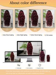 Tóc giả hóa trang Halloween, tóc giả ren phía trước chịu nhiệt tổng hợp, tóc dài 13*4, dài 30 inch, màu nâu, sử dụng hàng ngày, tóc giả nữ chất lượng cao, trông tự nhiên, chất lượng cao, mềm mại, thân thiện với người mới bắt đầu - Màu đỏ ombre - Xem 10