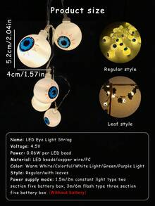 Đèn LED Halloween phát sáng mắt dây trang trí ngày lễ đạo cụ đáng sợ bầu không khí ma ám nhãn cầu dây đèn lá nhiều màu - Nhiều màu - Xem 11
