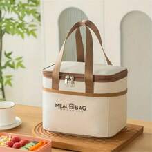 1 Pc Minimalist Insulated Zipper Lunch Bag, Lightweight Carry On Bento Satchel Bag For Daily Use