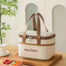 1 Pc Minimalist Insulated Zipper Lunch Bag, Lightweight Carry On Bento Satchel Bag For Daily Use