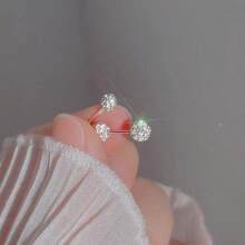 1 đôi bông tai đính đá pha lê tinh tế, trang sức thời trang lấp lánh, sang trọng và đẳng cấp, món quà hoàn hảo dành cho cả nam và nữ. - bông tai sáng bóng - Xem 10