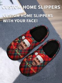 1 Pereche Papuci de Crăciun Personalizați, Papuci de Crăciun Personalizați cu Fotografie de Moș Crăciun, Papuci de Crăciun Personalizați cu Talpă Groasă, Papuci de Crăciun Personalizați, Papuci de Crăciun Personalizați, Papuci de Crăciun cu Fotografie, Papuci de Crăciun Personalizați pentru Femei și Bărbați, Papuci de Crăciun Personalizați, Cadou de Halloween, Cadou Amuzant