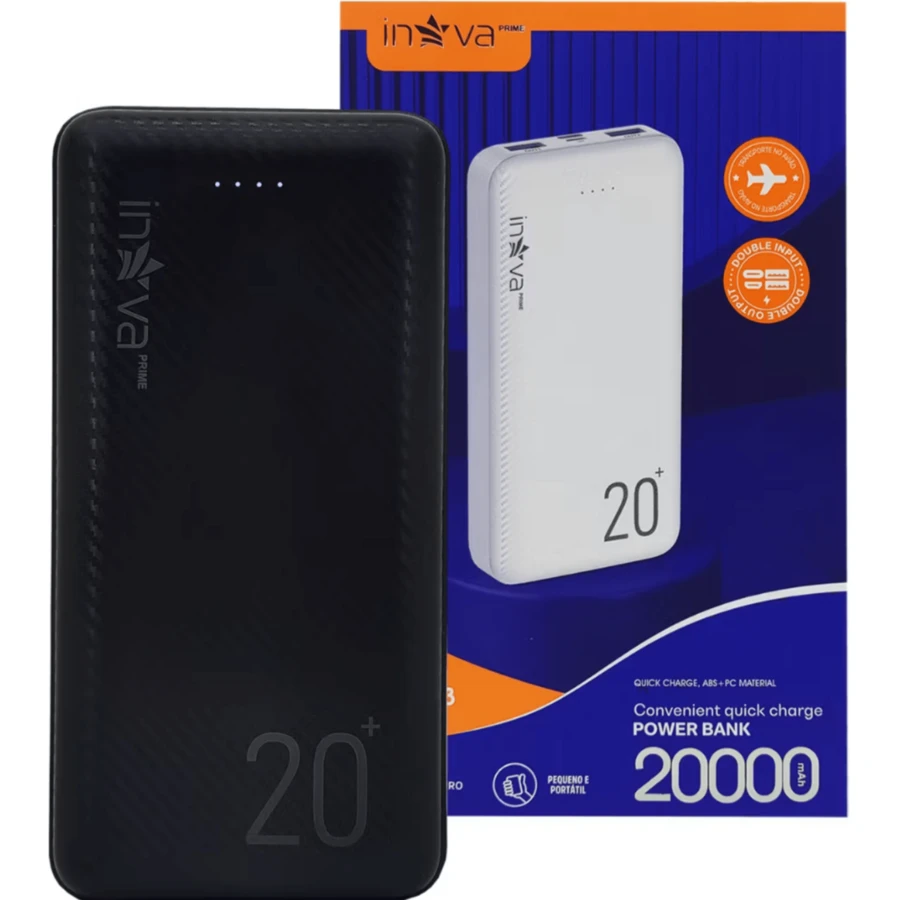 Portable Charger Power Bank Fast 20000mah 2 Outputs Inova Original - 黑色 - 查看 1