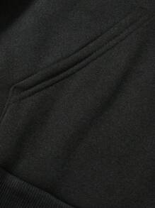 2pcs Men Casual Letter Print Hoodie Sweatshirt And Sweatpants Set, Autumn - Black - View 6