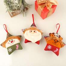 3 món đồ trang trí ông già Noel, tuần lộc và cây thông Noel, đồ trang trí ngôi sao Giáng sinh bằng vải nhung - 3 con số - Xem 3