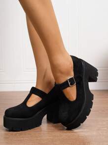 Women Comfortable Non-Slip Casual Black Wedge Platform Loafers, Versatile For All Seasons