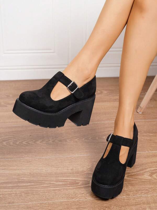 Comode scarpe casual con zeppa e suola antiscivolo, nere, versatili per tutte le stagioni