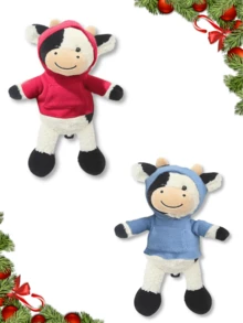 30cm/11.8inch Christmas Cow Plush Toys Lovely Cow Stuffed Animal Cow Wear Clothes Plush Pillow Soft Cute Cow Stuffed Animal Toy Gifts For Kids Ideal For Christmas Gifts Xmas Decor Home Girls Valentine's Day Gift - Multicolor - View 9