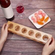 1 pieza Soporte para vasos de chupito con 6 ranuras, fácil de usar, bandeja de vasos de chupito de bambú multiusos, exhibición y almacenamiento de vasos de chupito para copas de vino, regalo del Día de San Valentín, fiesta, decoración de cumpleaños, para uso en exteriores, camping