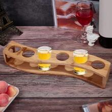 1 pieza Soporte para vasos de chupito con 6 ranuras, fácil de usar, bandeja de vasos de chupito de bambú multiusos, exhibición y almacenamiento de vasos de chupito para copas de vino, regalo del Día de San Valentín, fiesta, decoración de cumpleaños, para uso en exteriores, camping