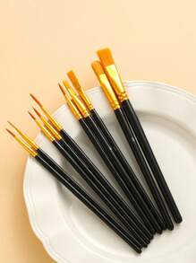 Bộ 10 cọ vẽ màu nước lông nylon & bút vẽ dầu, bộ cán gỗ - Nhiều màu - Xem 9