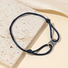 1 pieza de pulsera ajustable de metal simple con gota de aceite, pulsera de la suerte de cuerda