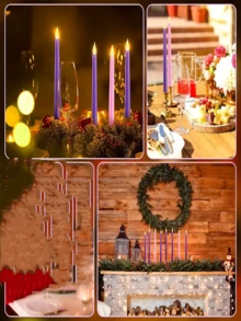 5PCS,LED Flameless Candle Light, Christmas Flameless Candle Light, Pink Purple Candle Light, Holiday Advent Ceremony, Holiday Decoration, Christmas Decoration, Gift Christmas Decor Christmas Gift Thanksgiving Christmas Tree Decor Ornaments Christmas Light Bedroom Decor Home Decor Party Decor Holiday Festival Room Decor