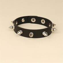 Brazalete ajustable con pinchos góticos punk de 2024, brazalete de cadenas negro con tachuelas para mujeres y hombres - Negro - Ver 9