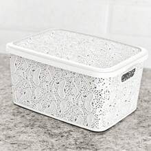 Multipurpose Organizer Box Floral Lace Basket With Lid 17L 10L 5.5L 2.2L - 查看 1