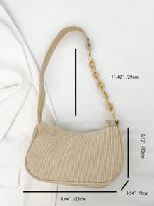 Solid Color Fashionable Casual Shoulder Bag, Suitable For Women's Daily Commute - Khaki - View 2