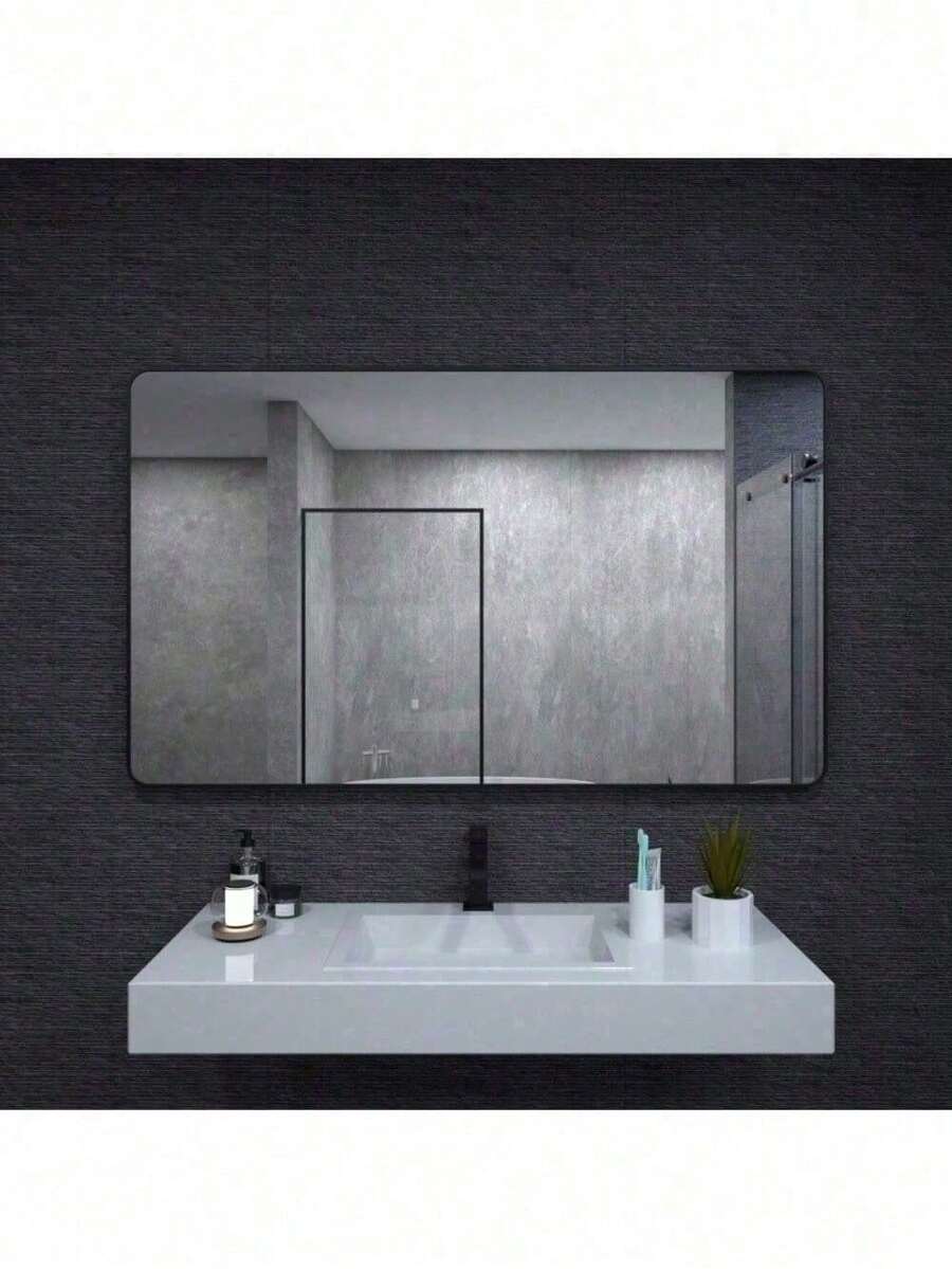 TEHOME - Botiquín De Baño Empotrado Negro Con Espejo Cuadrado