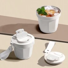 Tasse à café octogonale minimaliste, gobelet isotherme en acier inoxydable avec couvercle, design portable pour le bureau/usage occasionnel, retour à l'école