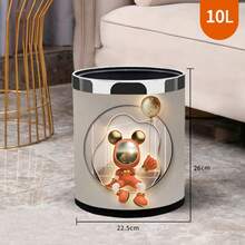 1 件高品质卡通熊形双层垃圾桶，适用于家庭、客厅、卧室、浴室、厨房使用、夏季海滩派对、垃圾储存、露营、派对、房间装饰、客厅、浴室、厨房用品。 - 彩色 - 查看 8