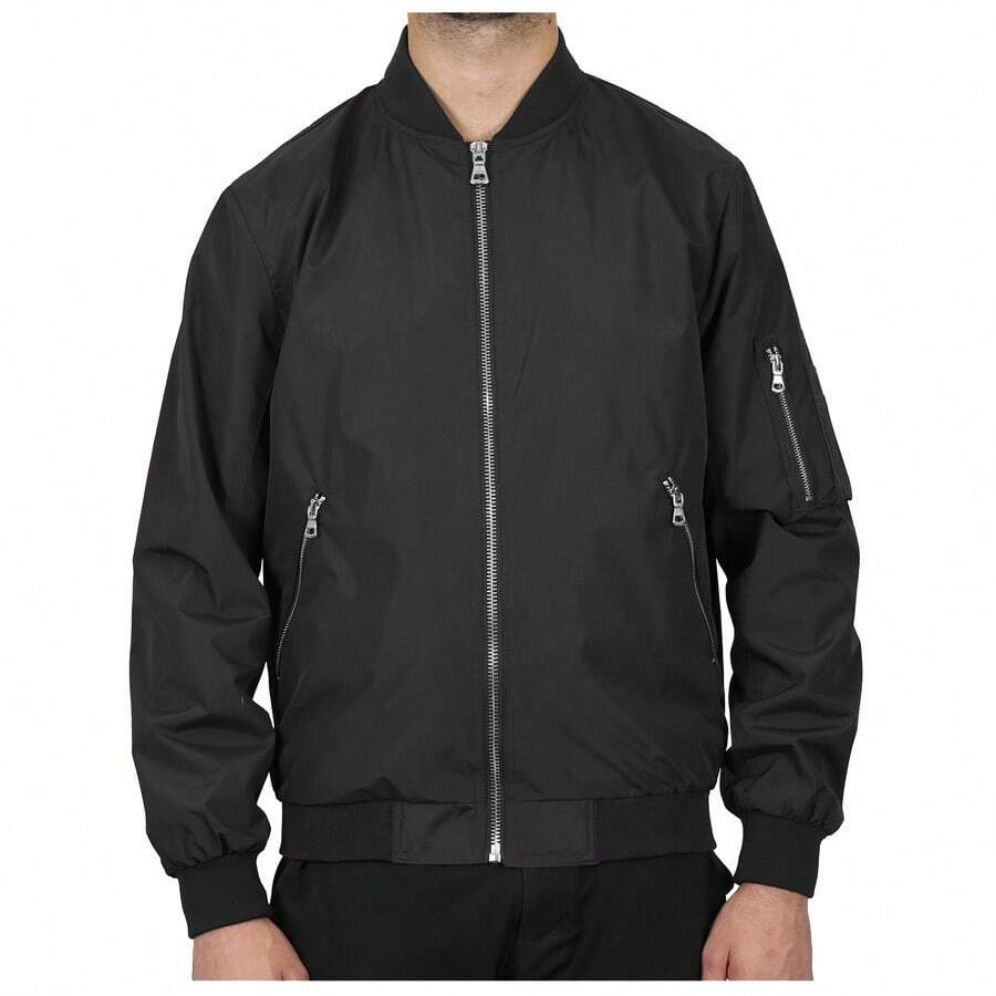 Chaqueta ligera tipo bombardero MA-1 para hombre - Negro - Ver 1