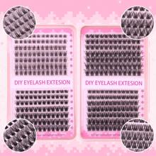 392 stuks natuurlijke wimperextensionsset, 4 verschillende stijlen pluizige nepwimpers 8-16 mm 0,07D, doe-het-zelf wimperboek voor thuisgebruik