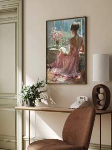 1pc Nghệ thuật Canvas phong cách cổ điển - Chân dung người phụ nữ đọc sách, Tranh sơn dầu vợ nghệ sĩ - Hoàn hảo cho trang trí phòng khách, phòng ngủ, phòng tắm, không khung - Nhiều màu - Xem 3