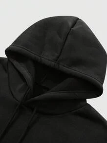 2 件套男士趣味时尚休闲嘻哈字母印花连帽衫 - 黑色 - 查看 3