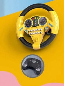 1 pieza de juguete simulado de volante musical de copiloto, rotación de 360 grados, experiencia de conducción realista, cultivar la conciencia de tráfico y el placer de conducir de los niños
