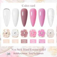 8毫升固体美甲延长胶，硬质美甲延长胶，不粘腻手部美甲雕塑胶，丙烯酸延长胶，适用于美甲艺术，可添加水钻水晶花朵图案，在家即可享受美甲沙龙体验 - 彩色 - 查看 3