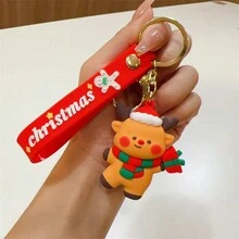 1 pieza Adorno de llavero navideño con Papá Noel, muñeco de nieve, renos, decoración de llavero, regalo pequeño para máquina expendedora - Multicolor - Ver 10